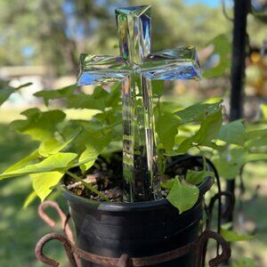 Teleflora Gift 24% Lead Crystal Cross Fine Bohemia Crystal Czech Republic 11 In